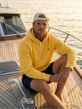 Polo by Ralph Lauren Men's Yellow Hooded Sweatshirt with Embroidered Pony